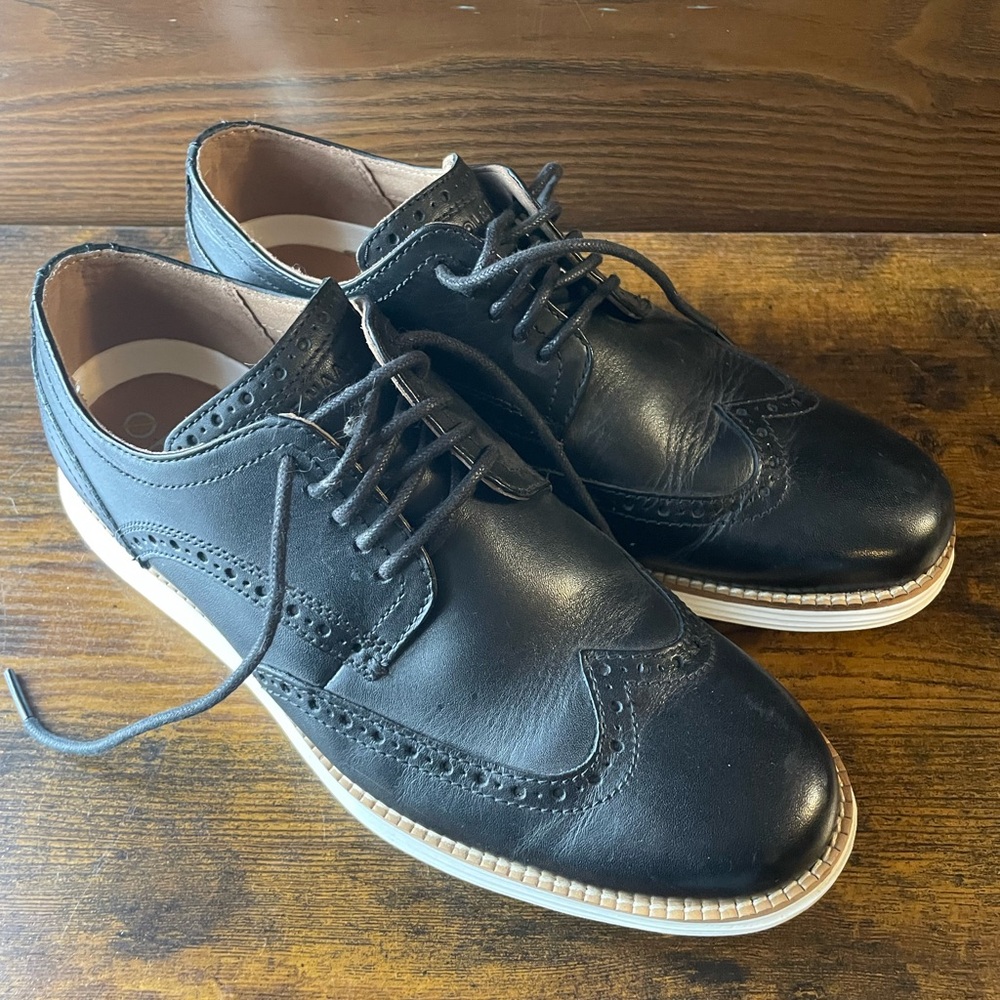 Cole Haan Black Leather Oxfords